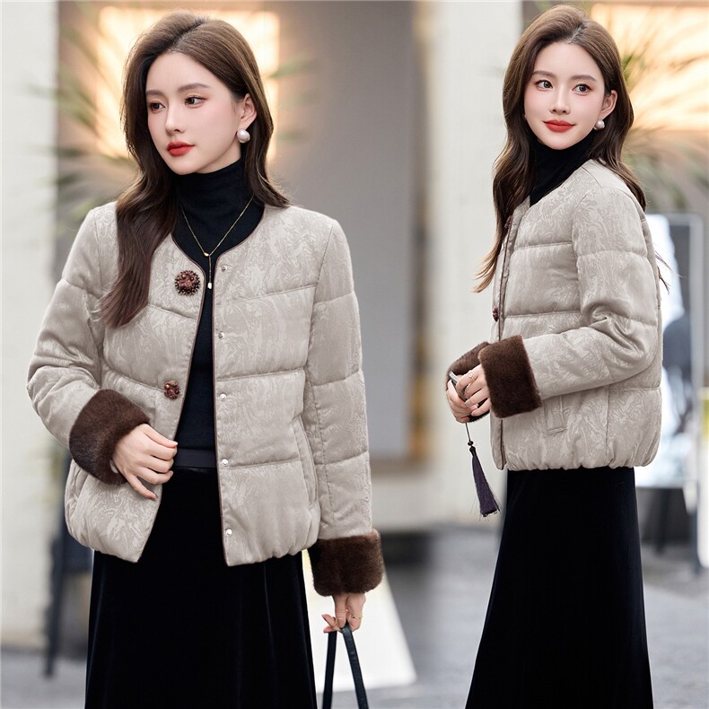 时尚立领棉服女2025冬季新款新中式宽松洋气短款棉衣外套,女装棉衣/棉服,锦绣伊人