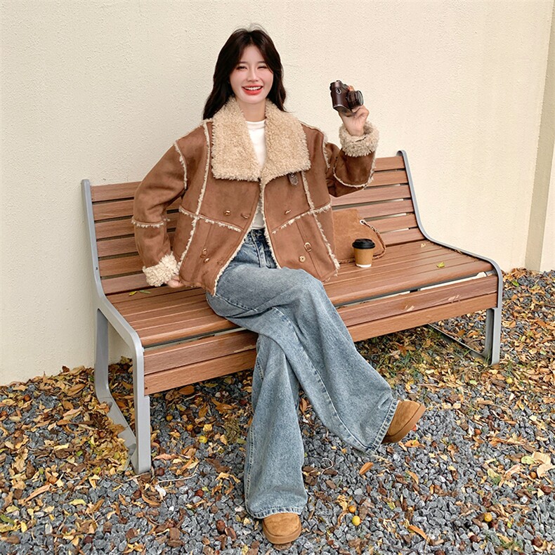 新款!大货已出现货!皮毛一体外套6903-P215-K328,女装派克服,2D034