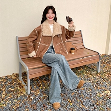 新款!大货已出现货!皮毛一体外套6903-P215-K328，女装派克服，2D034