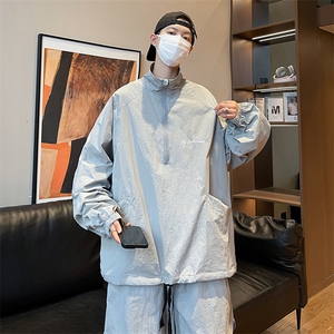 抖音半拉链防晒衣套装防晒服短裤潮流两件套TZ68 310B-2-P80图片
