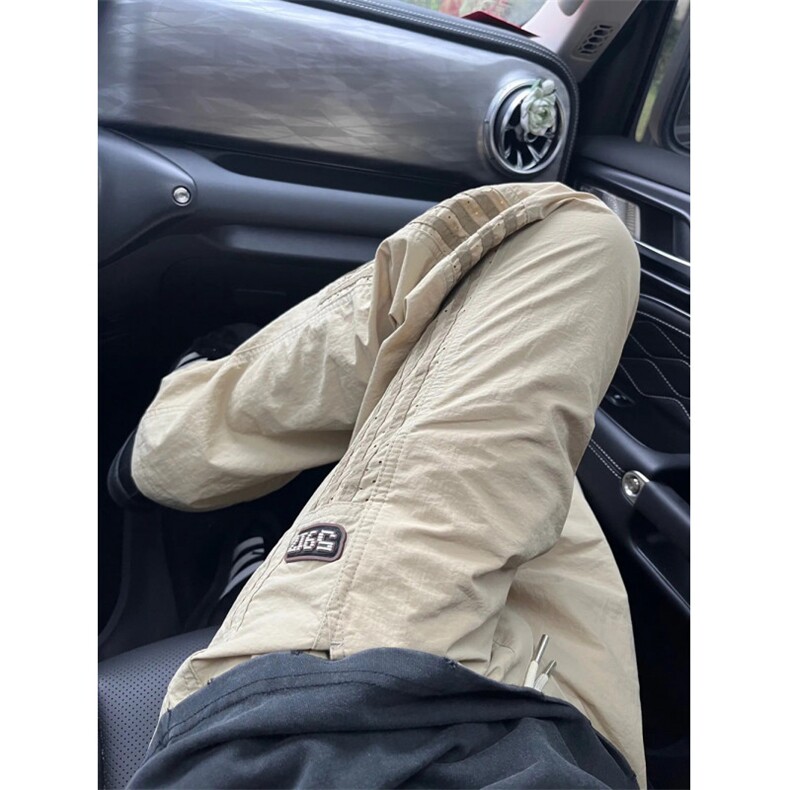 f2ocus卡其色条纹裤子男夏季薄款尼龙速干工装裤直筒运动休闲长裤,男装工装外套,星座1007（原301D）