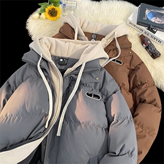 现货抖音得物二开三防加厚假两件拼接连帽棉衣冬季棉服LL9999，男装棉衣，电商A486