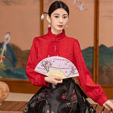 芷墨复古拼接纯色打底衬衫新中式复古百搭设计感上衣显高显瘦女，女装衬衫，芷墨服饰