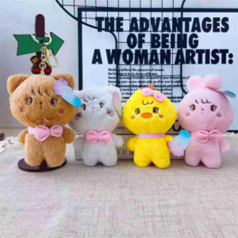 粉蝴蝶结组合挂件，童话毛绒