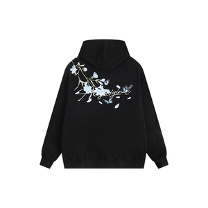 连帽卫衣男女秋新款美式休闲连肩兰花刺绣情侣帽衫上衣WY903 P53图片
