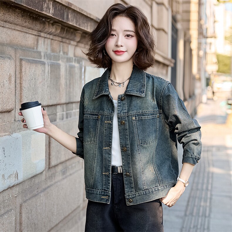 现货短款外套2025年女秋季新款时尚百搭牛仔上衣,女装短外套,英标秀（1C119）