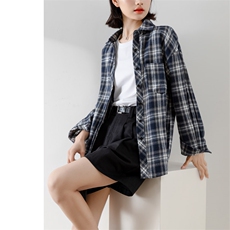 复古格纹衬衫外套女2025春秋新款韩版小个子宽松时尚休闲短款上衣，女装衬衫，梦白服饰厂