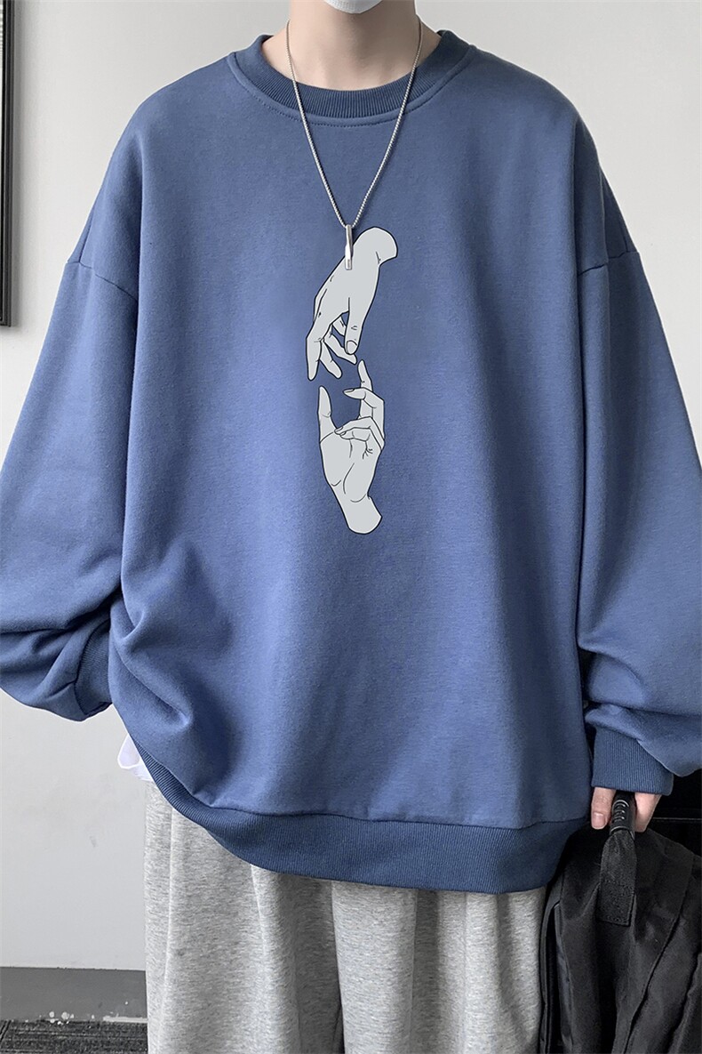 圆领卫衣男大码加厚加绒长袖t恤男S6147-P28加绒款-P33,男装卫衣,电商A040