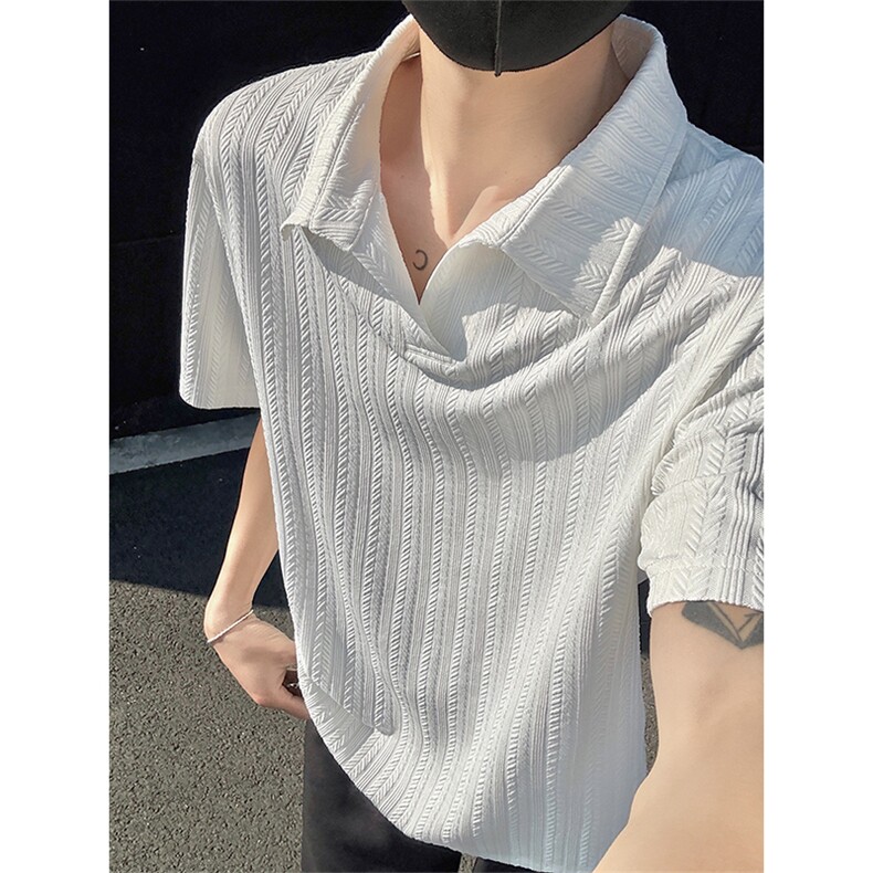 2026夏季新款X7084-TP2548老钱风polo衫夏季休闲麦穗纹短袖,男装T恤,电商A102