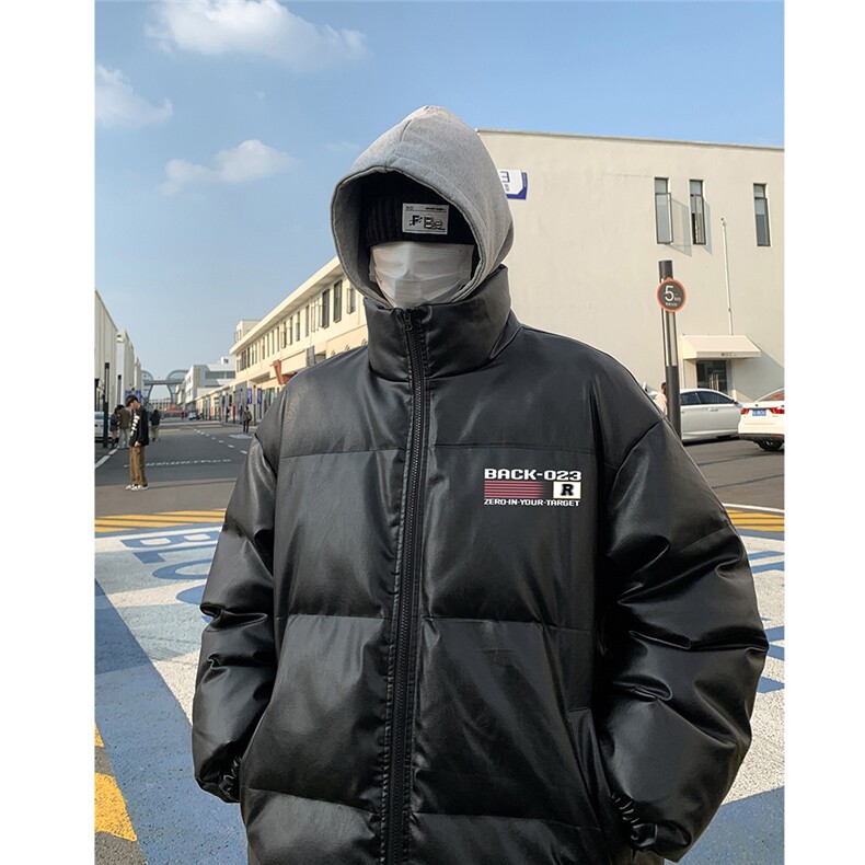 港风23新款冬季时尚百搭宽松PU皮棉服外套MY6456P115控158,男装棉衣,电商A268A