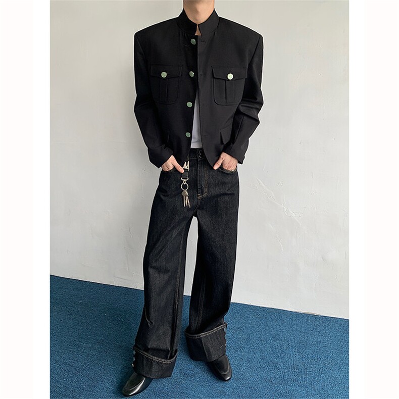 现货！25短款新中式立领男士中山装西装外套XZ81-P135,男装西服,电商B288