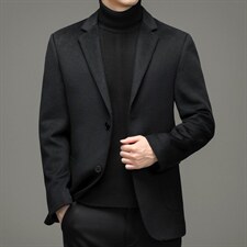 山羊绒外套西服男士冬季商务休闲单西服商务休闲西装YL9810-P355图片