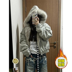 现货高品质美式高街冬季重磅硬挺短款座山雕毛领棉衣男女加厚外套，男装棉衣，电商A486