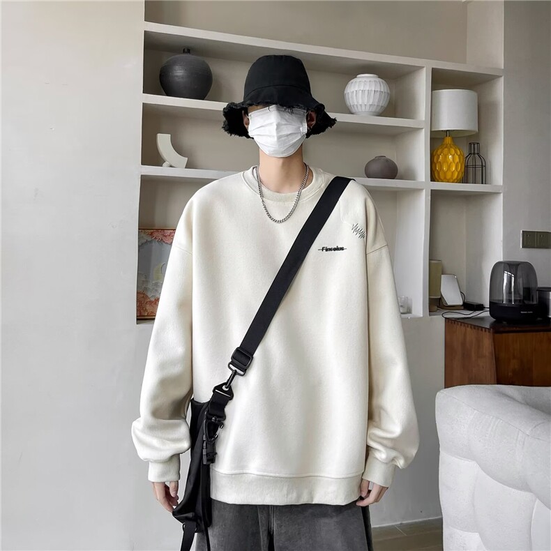 美式潮牌刺绣卫衣男春秋季长袖秋装新款宽松圆领男士上衣DT06/P38图片