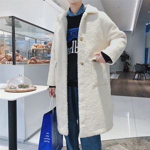 文艺港风韩版羊羔毛中长款风衣外套加厚保暖mj217-p155图片