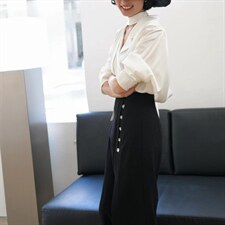 醋酸纤维慵懒裁剪韵味衬衫+H型显瘦开叉半裙，女装衬衫，GN