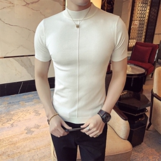 M01/p45针织衫毛衣男春夏男士半高领纯色修身内搭打底衫线衣，男装针织衫/毛衣，电商D303