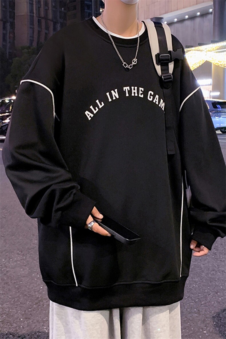 TZ030P45运动美式印花圆领卫衣男秋冬长袖打底衫宽松外套,男装T恤,星座304A-1