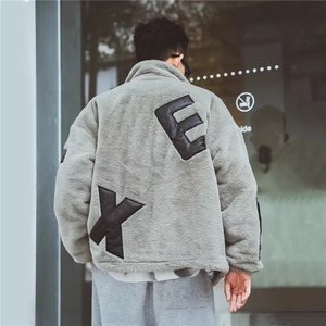 羊羔绒外套男冬加绒加厚保暖棉袄潮流宽松立领情侣棉衣TTM65 P82图片