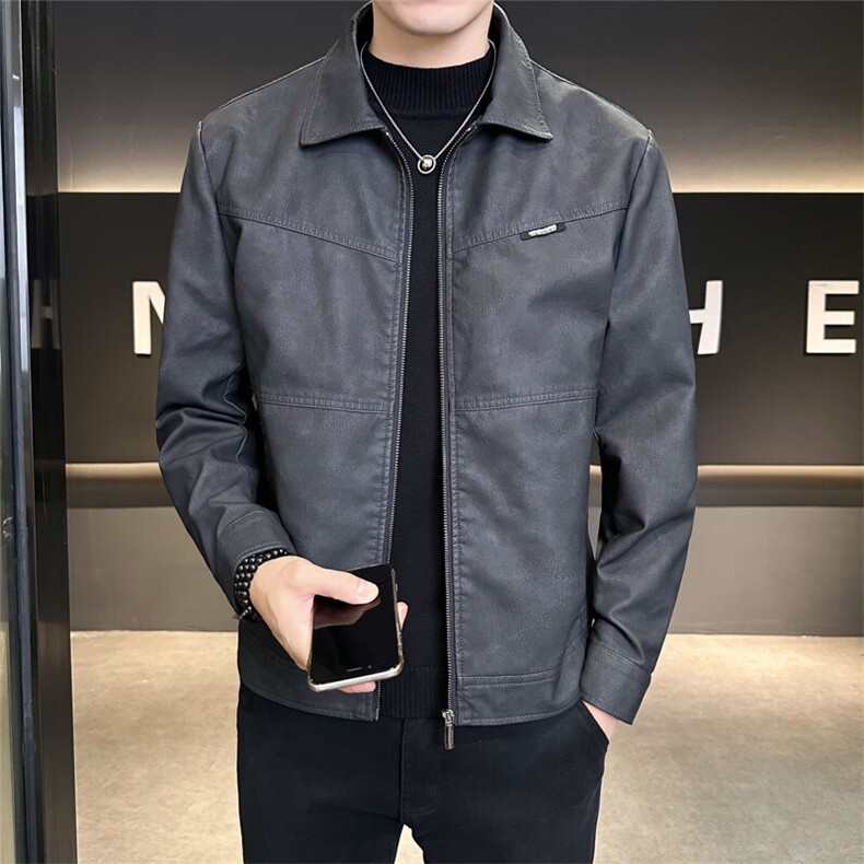 店主风2025秋季翻领皮衣男痞帅休闲外套男装夹克C317-J905-P135,男装夹克,电商C317