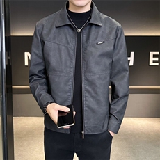店主风2025秋季翻领皮衣男痞帅休闲外套男装夹克C317-J905-P135，男装夹克，电商C317