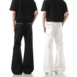 903-NB293 -P78 S-XXL【白色 黑色】黑白刺绣线原牛微辣牛仔裤男1图片
