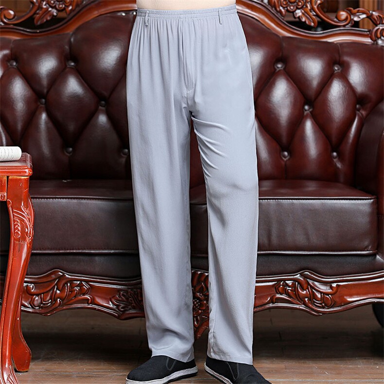 休闲裤男夏季中老年爸爸宽松裤透气松紧薄款S608，男装中老年男装，钱塘6003（原4033）