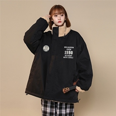 中性22冬季新款字母印花两面穿摇粒绒立领棉衣外套MY227P135控168，男装棉衣，A247A