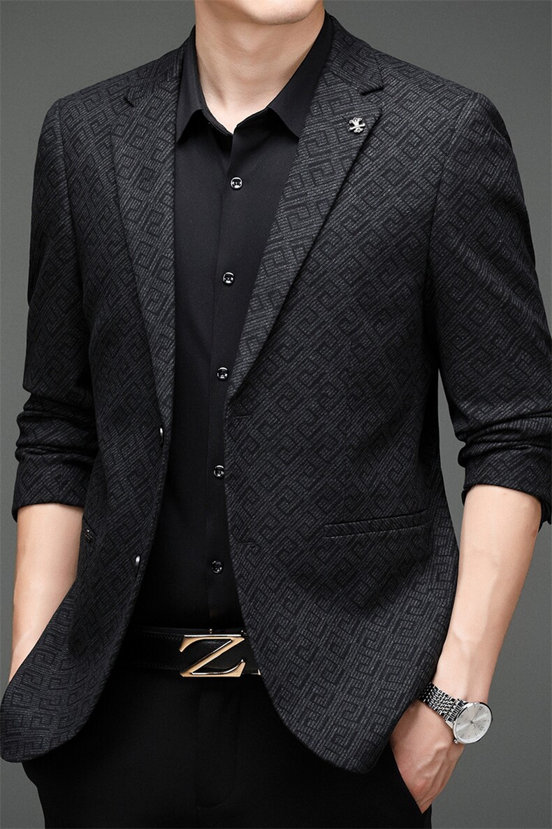 男士2023年秋季新款长袖休闲西服中青年纯色便服外套AJY8615-P175图片