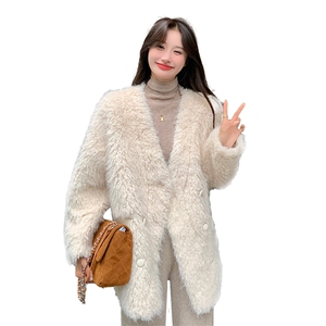 高级感超好看羊羔毛外套女秋冬2024年新款加绒加厚皮毛一体仿皮毛图片