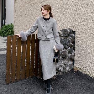 有货【新品】 时尚减龄小香风羽绒服袖口真毛663#-P295-K398图片