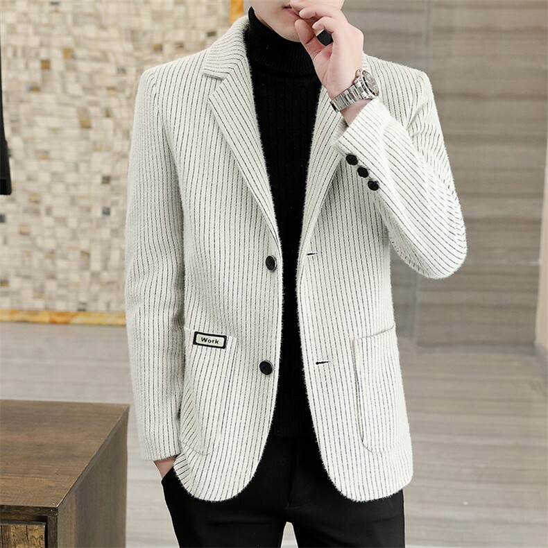 男士毛呢修身西服英伦条纹潮流小西装外套YS2303-P180,男装西服,星座1105-3