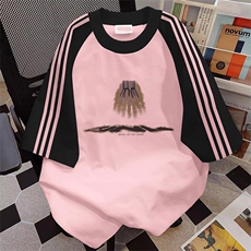 黑袖拼粉色