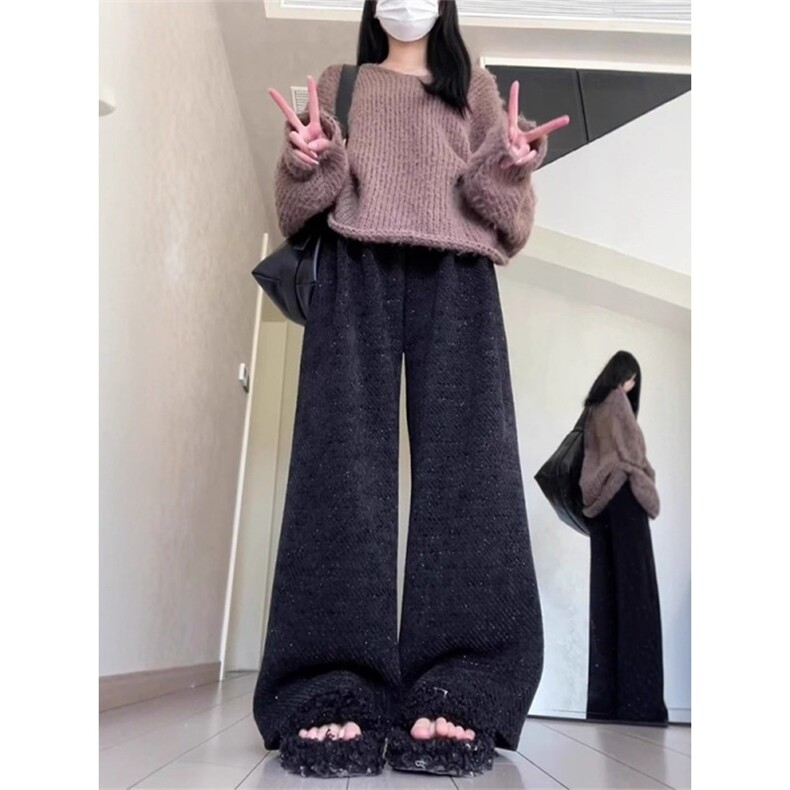 满天星裤子男女肌理感阔腿卫裤美式复古高级感休闲长裤LM9955-P40,男装休闲裤,星座1008