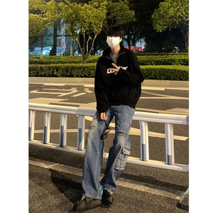 (自家图）秋冬美式复古工装牛仔裤男宽松大码阔腿裤K6080-P65图片
