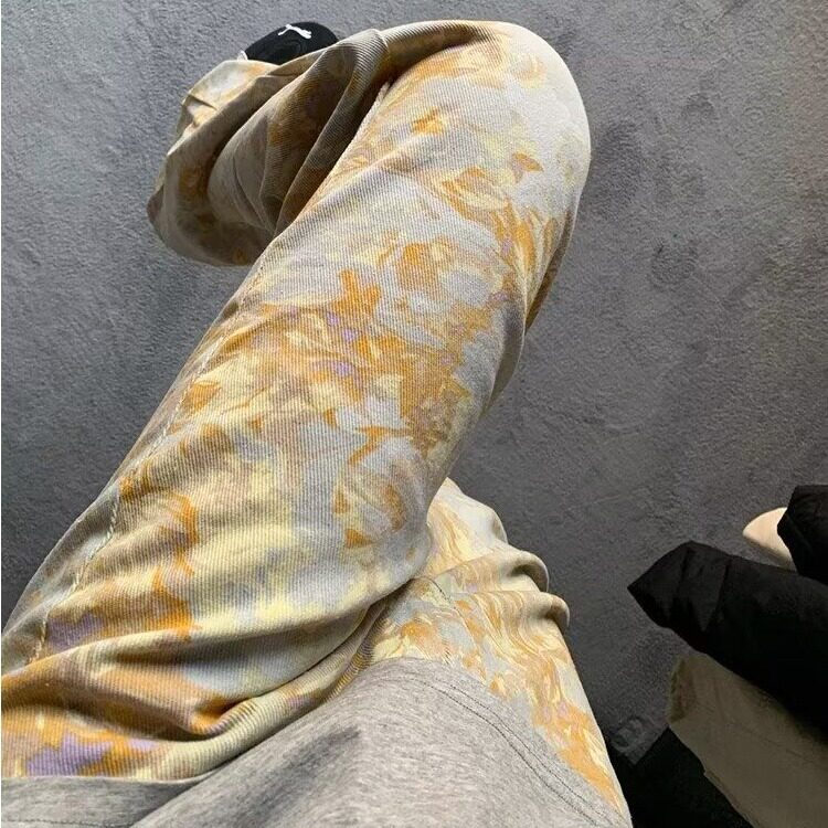 春季满印提花牛仔裤男款美式高街裤子直筒微喇弯刀裤LK83077-P38,男装牛仔裤,星座1008