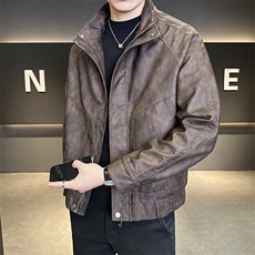 秋季新款皮衣外套男士立领休闲时尚帅气机车皮褂子痞帅，男装皮衣，电商A239
