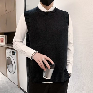 秋冬欧美简约内搭坎肩针织衫圆领毛衣无袖背心男纯色EA001-P36图片