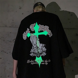 夏季纯棉重磅夜光十字架印花短袖T恤M~5XL XZ604-DT212-P45控58图片