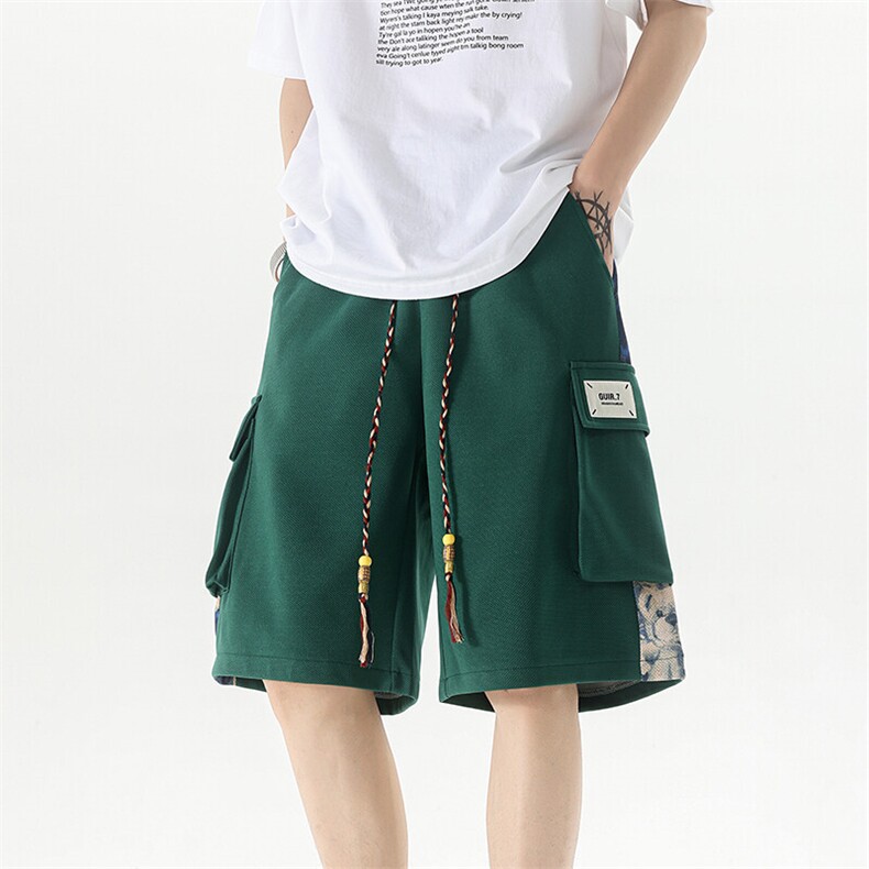 8XL-M华夫格针织短裤男夏季风宽松潮流休闲四五分裤DK1540P45，男装休闲裤，电商D206-1