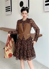 春装新款韩版假两件连衣裙，女装连衣裙，蕃米莉