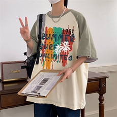 潮牌落肩重磅纯棉港风品质圆领情侣男士学生T恤短袖控49，男装T恤，星座301D-4(原星座1004-4）