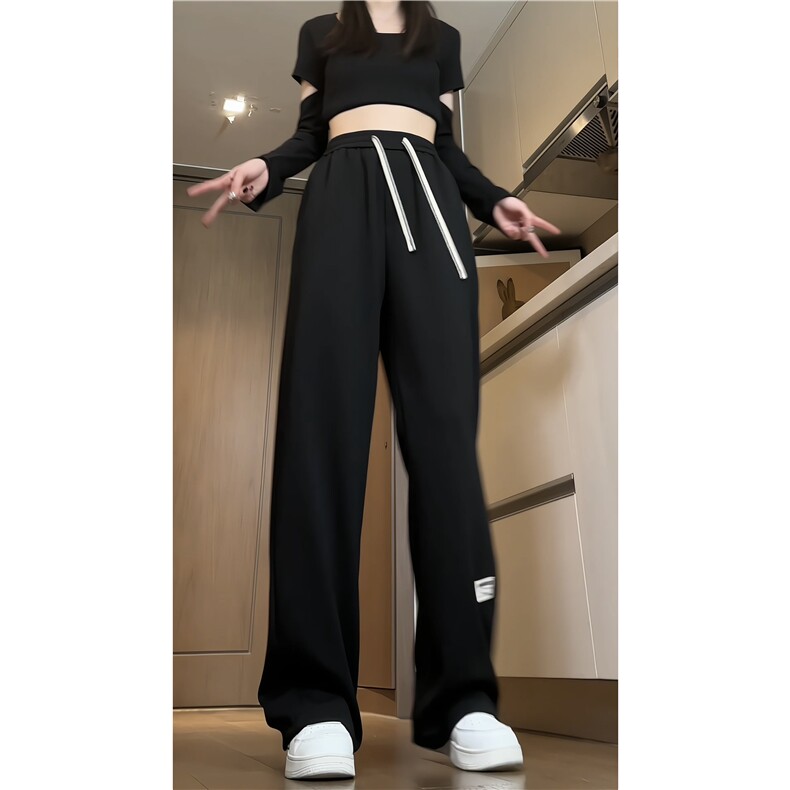 港风春季新款潮流垂感小标宽松直筒休闲裤B315-K24023-p50控68,男装休闲裤,电商B315