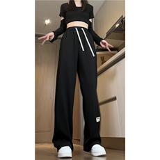 港风春季新款潮流垂感小标宽松直筒休闲裤B315-K24023-p50控68，男装休闲裤，电商B315