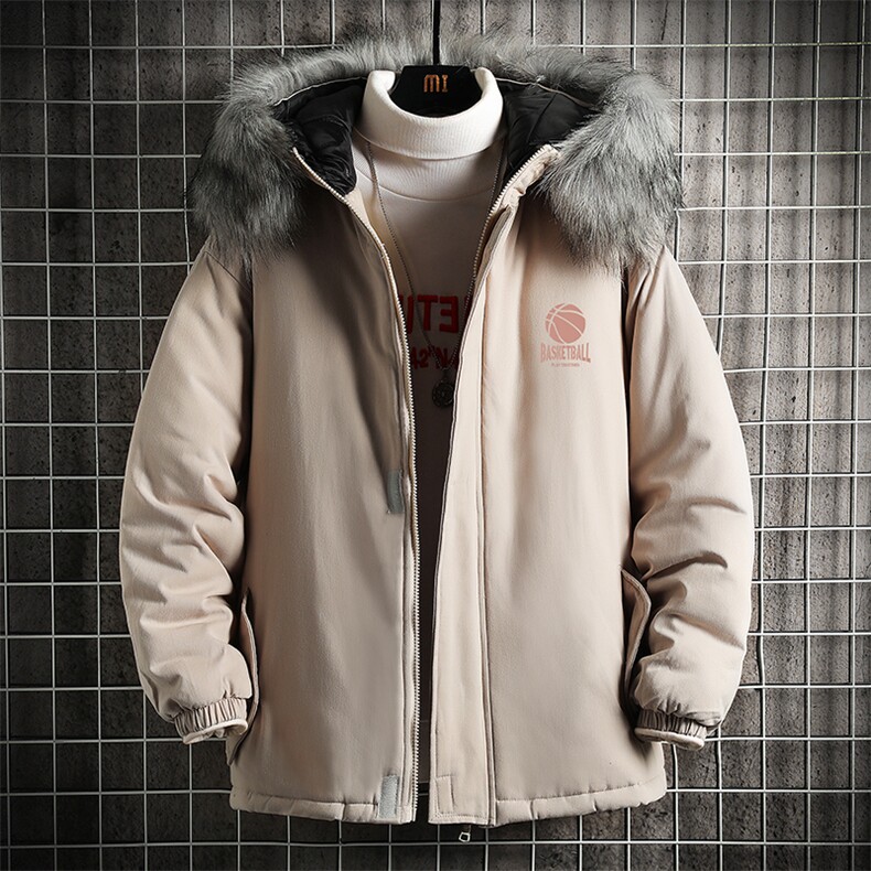 MM48237-P130 冬季大毛领棉衣男士大码加厚棉袄男棉服 网格图片