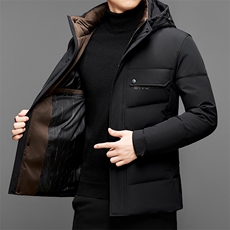 羽绒服男2026新款冬季轻薄连帽短款保暖休闲中年爸爸冬装鸭绒外套，男装羽绒服，电商B212（原钱塘6029）
