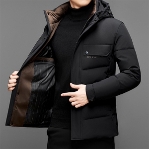 羽绒服男2026新款冬季轻薄连帽短款保暖休闲中年爸爸冬装鸭绒外套图片