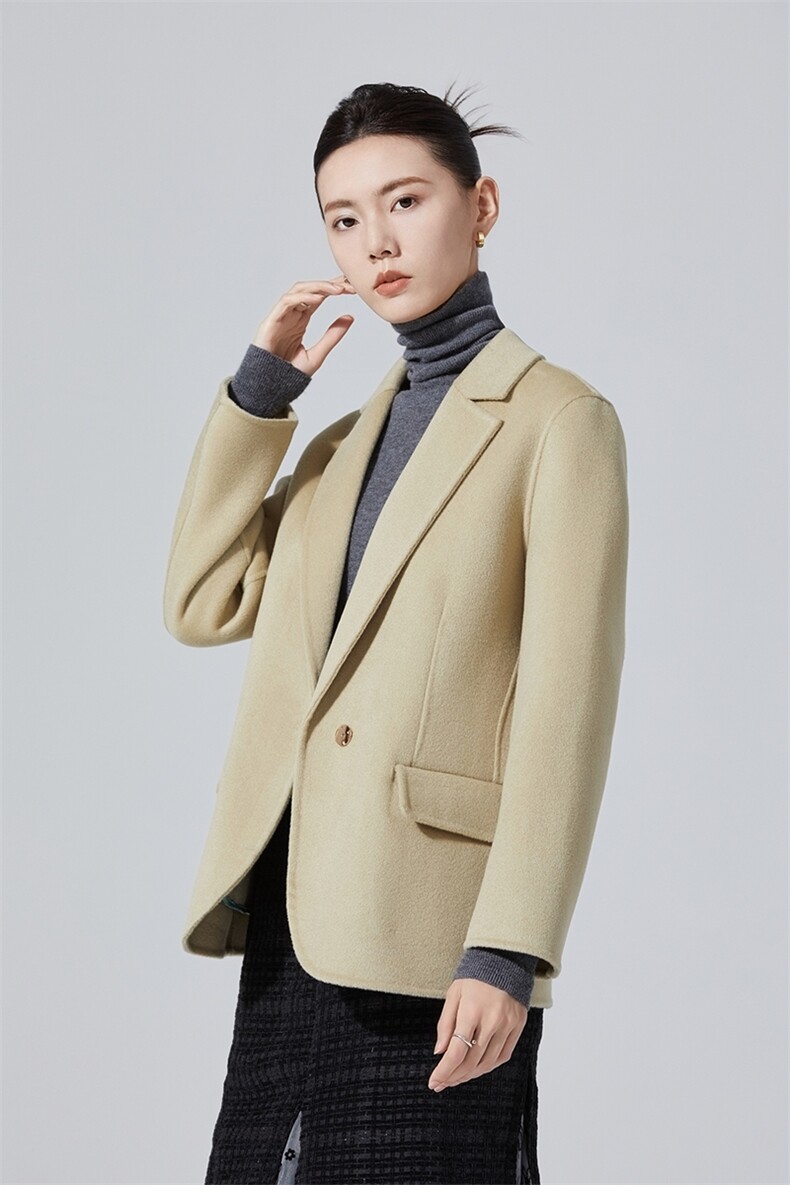 秋冬新款修身短款西装双面大衣女时尚白毛外套,针织衫/毛衣,高哲羊绒