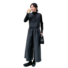 秋装现货设计感马甲阔腿裤三件套套装2503P185K278，女装套装/套裙，2C029