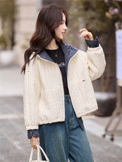 现货2025冬装新款连帽撞色时尚休闲女士棉衣棉服，女装棉衣/棉服，木子恋